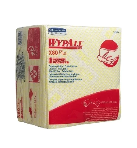 Протирочные салфетки Kimberly-Clark WypAll Х80 Plus 19164, листовые, 30шт, желтые