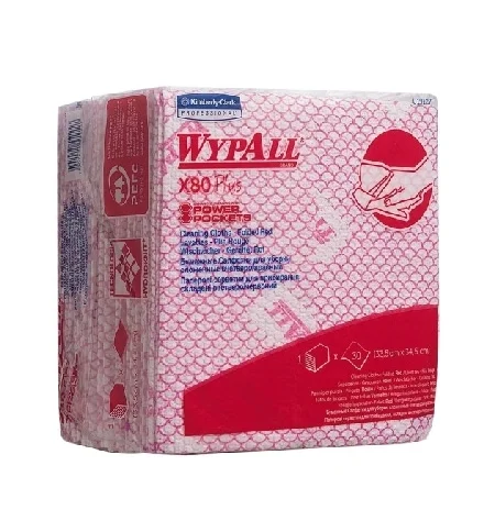 Протирочные салфетки Kimberly-Clark WypAll Х80 Plus 19127, листовые, 30шт, красные