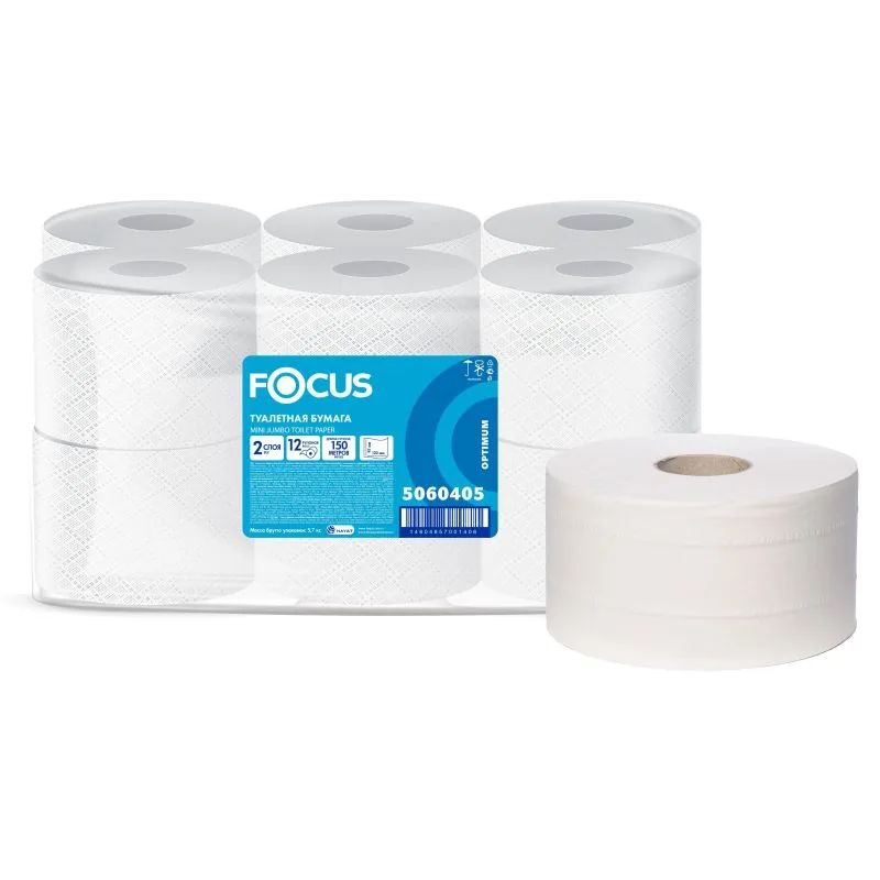 Бумага туалетная Focus Jumbo Premium 2 слойная 150м 12рул/уп
